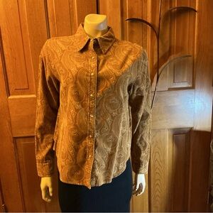 St. John's Bay shades of rust  Paisley collared , corduroy shirt
